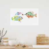 魚 – Two Fish Art水彩のプリント絵画。 ポスター (キッチン)