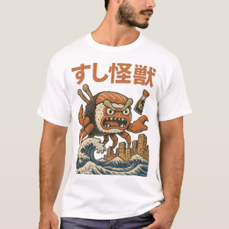 鮨怪獣 – 日本のレトロアート Tシャツ