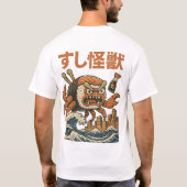 鮨怪獣 – 日本のレトロアート Tシャツ (裏面)