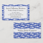 鮫おもしろいな青の学校および白い 名刺 (正面/裏面)