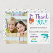 鮫および人魚の誕生日のサンキューカード サンキューカード (正面/裏面)