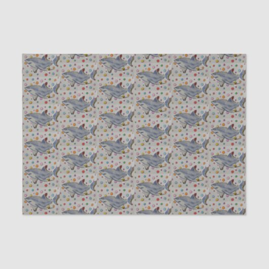 鮫および水玉模様のティッシュペーパー 薄葉紙 (正面)