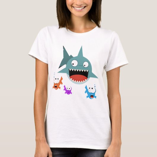 鮫のおもしろいの女性タンクトップ Tシャツ (正面)
