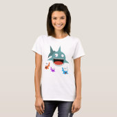 鮫のおもしろいの女性タンクトップ Tシャツ (正面フル)