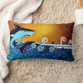 鮫のアメリカ人のMoJoの枕 ランバークッション (ブランケット)