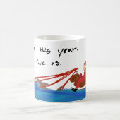 鮫のサンタLOL Derpの芸術のモダンのクリスマス コーヒーマグカップ (中央)