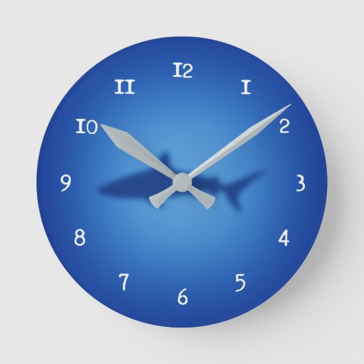 鮫のシルエット ラウンド壁時計 (正面)