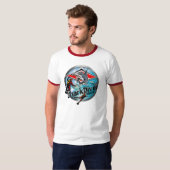 鮫のダイバーの漫画 Tシャツ (正面フル)