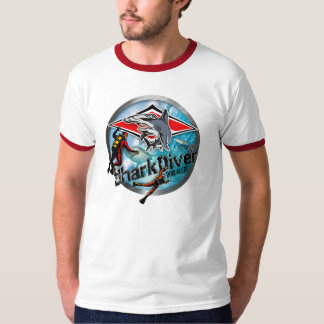 鮫のダイバーの漫画 Tシャツ