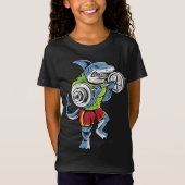 鮫のフィットネスのおもしろいなワイシャツの虹動物のトレーニング Tシャツ (正面)