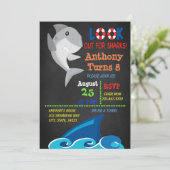 鮫のプールを囲んでのパーティの誕生日の招待状を見て下さい 招待状 (スタンド正面)