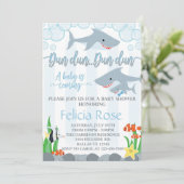 鮫のベビーシャワーの招待状の招待の男の子 招待状 (スタンド正面)