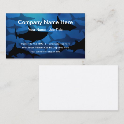 鮫の学校が付いているクールな名刺 名刺 (正面/裏面)