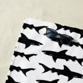 鮫の学校はあなた自身の文字を加えます ビーチタオル (インサイチュ)