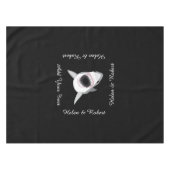 鮫の攻撃のおもしろいでカスタムな文字 テーブルクロス (正面(横))