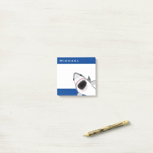 鮫の攻撃はおもしろいなあなたの名前を加えます ポストイット (デスク上)