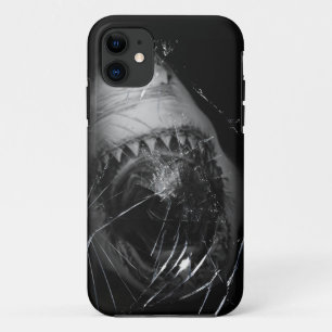 鮫の攻撃素晴らしく白い壊されたガラスIphone 5 iPhone 11 ケース