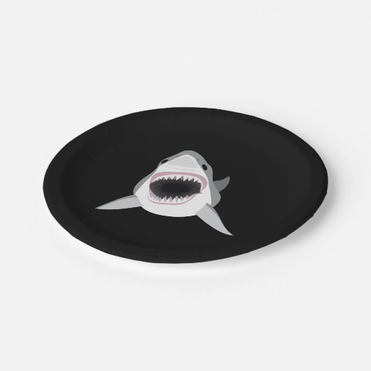 鮫の攻撃-ホホジロザメはかみ傷を示します ペーパープレート (アングル)