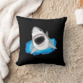 鮫の攻撃-ホホジロザメ クッション (ブランケット)