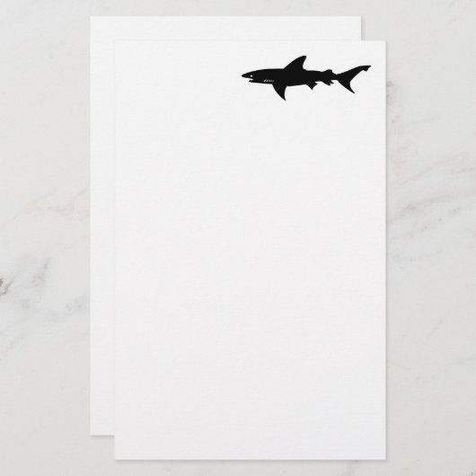 鮫の攻撃-鮫のエレガントな黒のダイビング 便箋 (正面/裏面)