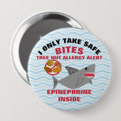 鮫の木のナットのアレルギー警報パーソナライズな男の子 缶バッジ (正面&裏面)