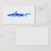 鮫の水彩画のシルエットの染料のティール(緑がかった色)の青の水 名刺 (正面/裏面)
