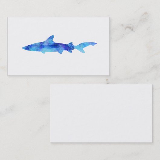 鮫の水彩画のシルエットの染料のティール(緑がかった色)の青の水 名刺 (正面/裏面)