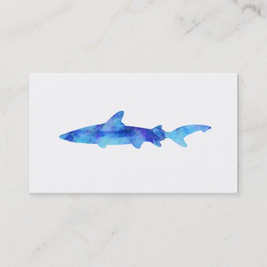 鮫の水彩画のシルエットの染料のティール(緑がかった色)の青の水 名刺 (正面)