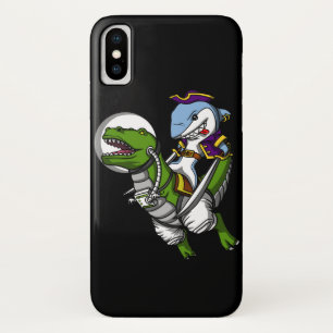 鮫の海賊宇宙飛行士の乗馬の宇宙のTレックスの恐竜 iPhone X ケース