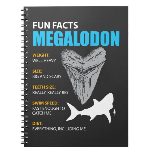 鮫の熱狂者のためのMegalodonのTシャツの素晴らしいギフト ノートブック (正面)