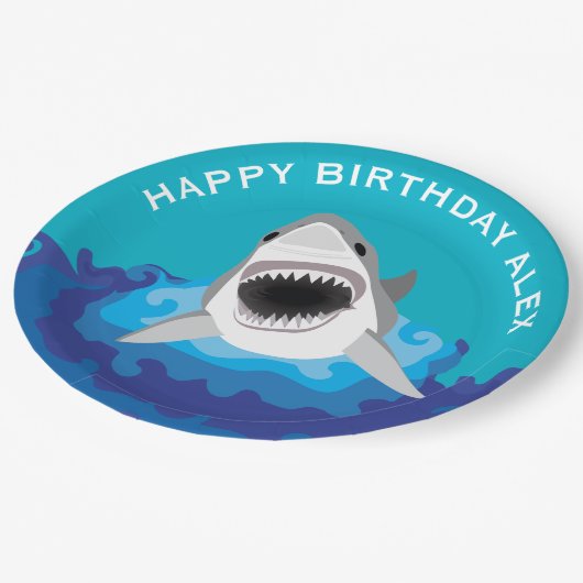 鮫の男の子の誕生会として空腹 ペーパープレート (アングル)