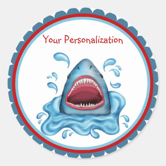 鮫の誕生日のステッカー ラウンドシール (正面)