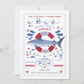 鮫の誕生日のプールのパーティの招待状 招待状 (正面)