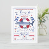 鮫の誕生日のプールのパーティの招待状 招待状 (スタンド正面)