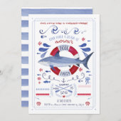 鮫の誕生日のプールのパーティの招待状 招待状 (正面/裏面)