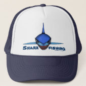 鮫の魚釣りの漫画の芸術のカッコいいの帽子のデザイン キャップ (正面)