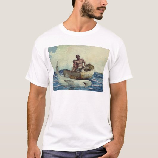 鮫の魚釣り1885年 Tシャツ (正面)