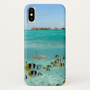 鮫のiphone Xの場合が付いている熱帯島 iPhone X ケース