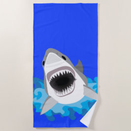 鮫は波のスキューバダイバーから跳躍します ビーチタオル