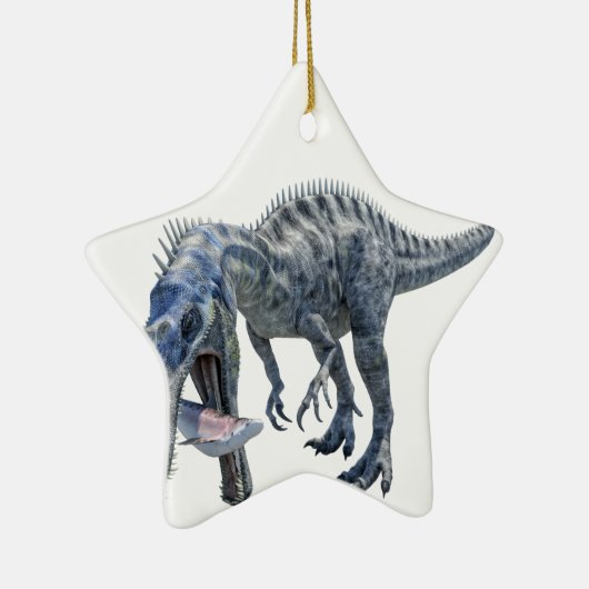 鮫を食べているSuchomimusの恐竜 セラミックオーナメント (右)