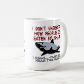 鮫-音楽おもしろマグカップを聞いて下さい コーヒーマグカップ (正面右)