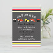 鮭と寿司パーティーのカップル招待状 招待状 (スタンド正面)