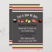 鮭と寿司パーティーのカップル招待状 招待状 (正面/裏面)