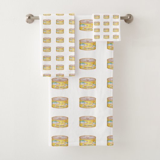 鮭の缶詰魚の模様 バスタオルセット (インサイチュ)