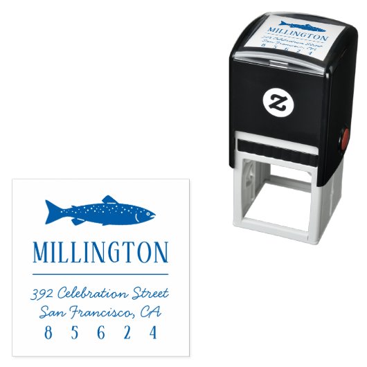 鮭 |家族航海のの名前と差出人住所 セルフインキングスタンプ (インサイチュ)