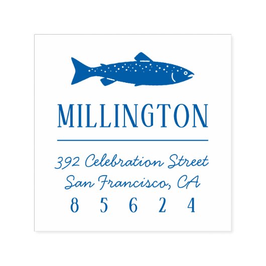 鮭 |家族航海のの名前と差出人住所 セルフインキングスタンプ (デザイン)