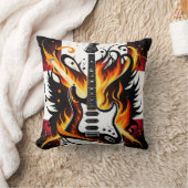 鮮はっきりしたやかな色のギターデザイン クッション (ブランケット)