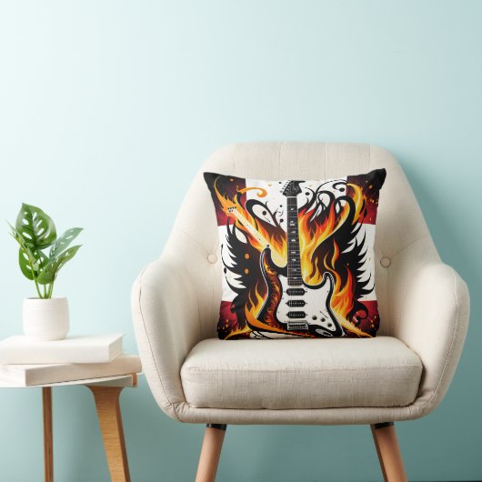 鮮はっきりしたやかな色のギターデザイン クッション (椅子)