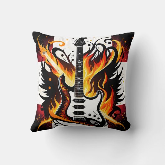 鮮はっきりしたやかな色のギターデザイン クッション (裏面)