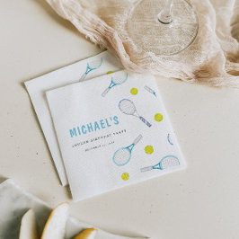 鮮やかおもしろいテニス誕生日紙ナプキン スタンダードカクテルナプキン